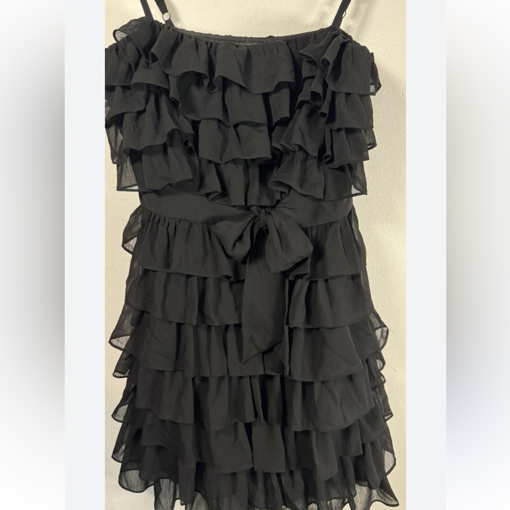 Juicy Couture little black silk ruffled dress. NWT